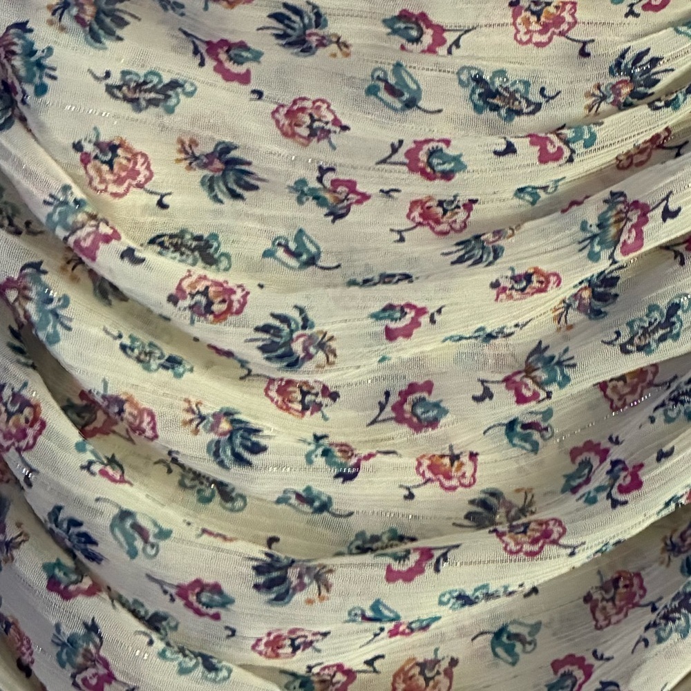🆕 ZARA Metallic Thread Draped Ruched Floral Printed Halter Mini Dress M🆕 - Picture 13 of 16